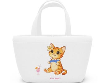 Niihau Small Tote Bag, Liliu the Hawaiian Cat, Tropical Design