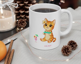 Molokai Island Mug  Liliu the Cat Hawaiian Coffee Cup Tropical Gift
