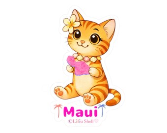 Maui Sticker- Liliu the Hawaiian Cat- Tropical Design