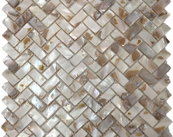 Dapple Herringbone Mother of Pearl Mosaic Tile for Bathroom Kitchen and Shower Wall Tile