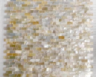 Yellow Mother of Pearl Mosaic Tile, Seamless Kitchen Bathroom Wall Tile