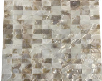 Mother of Pearl Mosaic Tile, Rectangular Seamless Dapple