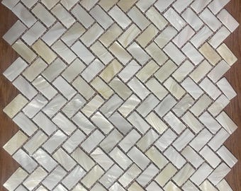 Herringbone Mother of Pearl Mosaic Tile for Bathroom Kitchen and Shower Wall Tile