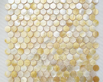 Yellow Circle Mother of Pearl Seashell Tile for Bathroom Kitchen and Shower Wall Tile