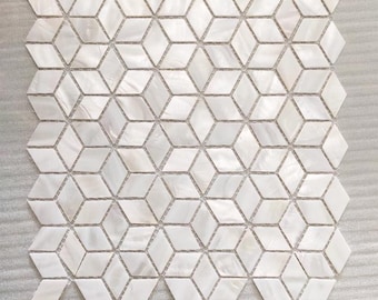 White Diamond Mother of Pearl Mosaic Tile for Bathroom Kitchen and Shower Wall Tile