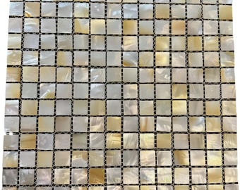 Yellow Mother of Pearl Mosaic Tile, Seashell Wall Tile