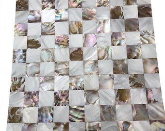 White Mother of Pearl Mosaic Tile, Square Seamless Glossy Tile