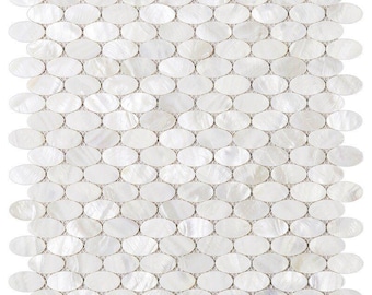 White Oval Mother of Pearl Mosaic Tile for Bathroom Kitchen and Shower Wall Tile