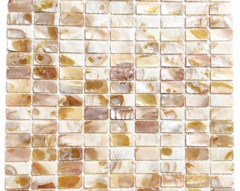 Pearl Shell Mosaic Tile – Iridescent Beige & Cream Tiles for Bathroom, Kitchen Backsplash, Spa, DIY Home Decor