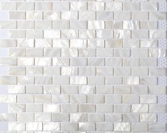 White Brick Mother of Pearl Mosaic Tile for Bathroom Kitchen and Shower Wall Tile