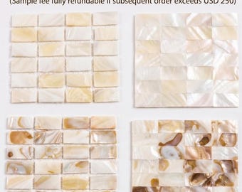 Mother of Pearl Tile Sample Pack - Set of 4 Natural Shell Surface Mosaics for Kitchen Backsplash & Bathroom Wall - Iridescent Swatches