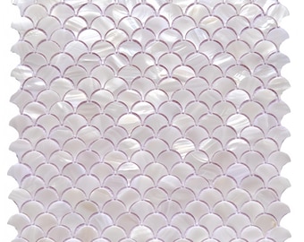White Scallop Mother of Pearl Mosaic Tile for Bathroom Kitchen and Shower Wall Tile