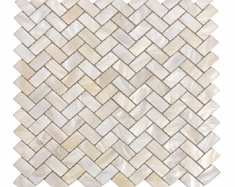 Herringbone Mother of Pearl Mosaic Tile for Bathroom Kitchen and Shower Wall Tile