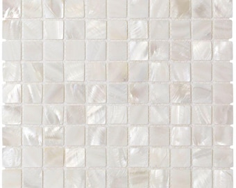 Mother of Pearl Mosaic Tile, White Square Shell Backsplash