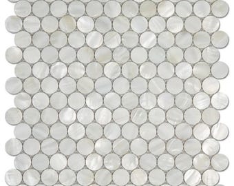 White Circle Mother of Pearl Mosaic Tile for Bathroom Kitchen and Shower Wall Tile