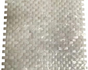 White Brick Convex Seamless Mother of Pearl Mosaic Tile for Bathroom Kitchen and Shower Wall Tile