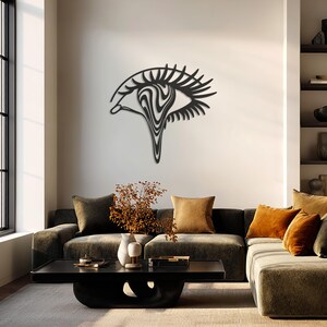 Abstract Eye Metal Wall Art, Modern Line Art Design, Surreal Minimal Home Decor, Artistic Wall Accent Gift for Creative Interior Lovers image 6