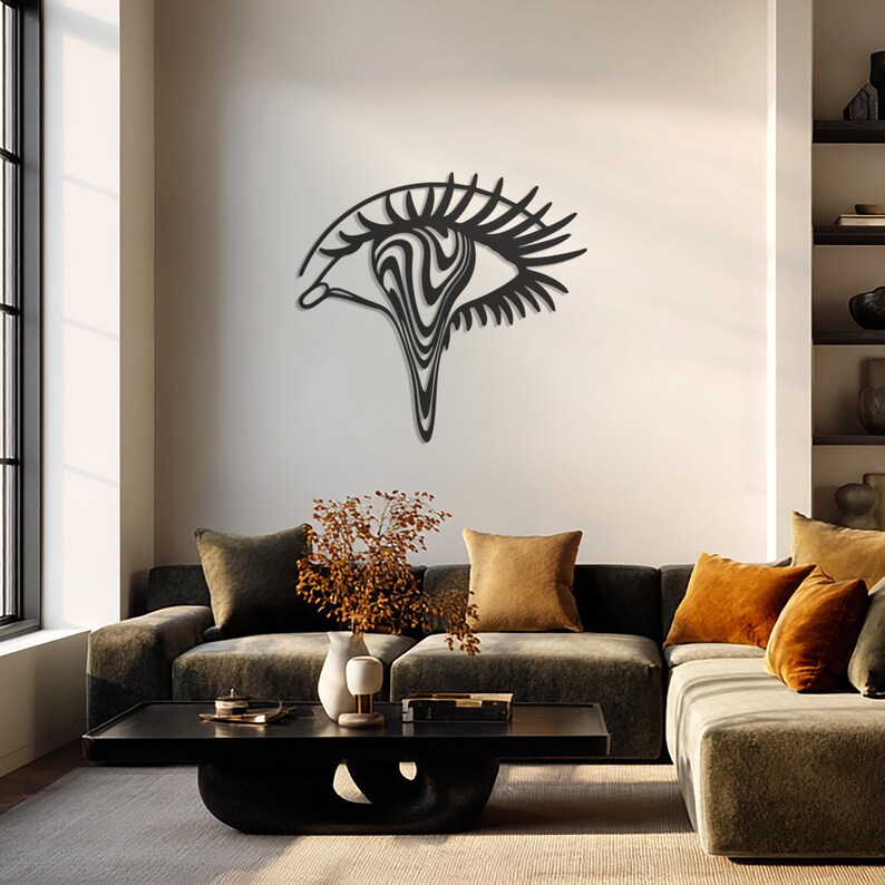 Abstract Eye Metal Wall Art, Modern Line Art Design, Surreal Minimal Home Decor, Artistic Wall Accent Gift for Creative Interior Lovers image 6