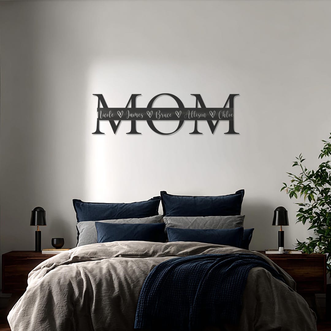 Mom Metal Sign Custom MOM Metal Wall Art With Kids’ Names, Personalized Mother Gift ...