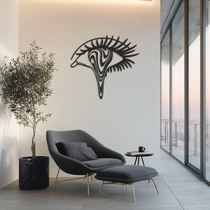 Abstract Eye Metal Wall Art, Modern Line Art Design, Surreal Minimal Home Decor, Artistic Wall Accent Gift for Creative Interior Lovers image 3