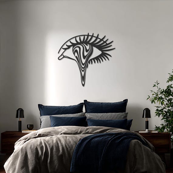 Abstract Eye Metal Wall Art, Modern Line Art Design, Surreal Minimal Home Decor, Artistic Wall Accent Gift for Creative Interior Lovers