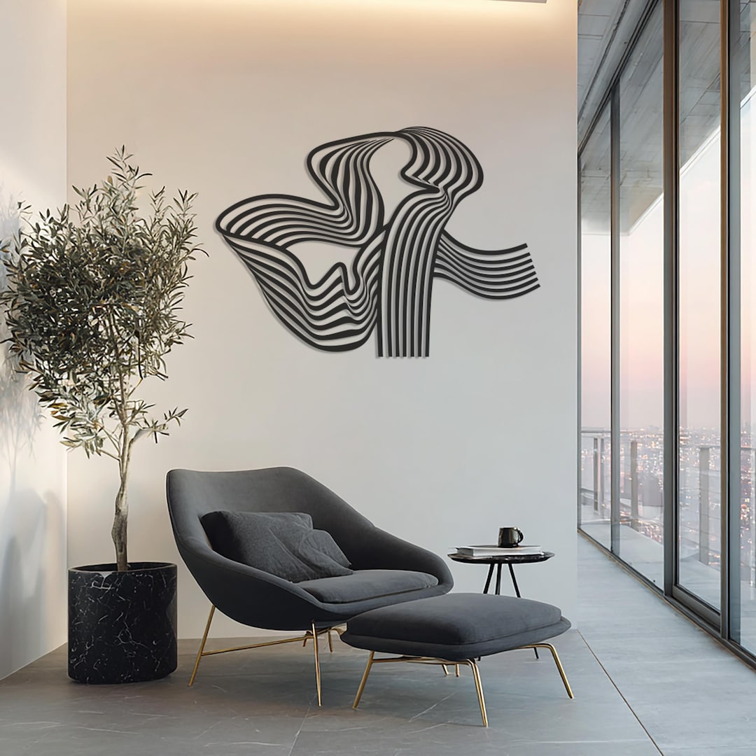 Abstract Line Metal Wall Art, Modern Minimalist Wall Decor for Living ...