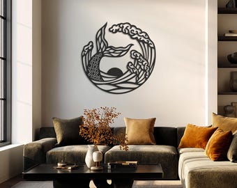 Ocean Wave Metal Wall Art, Modern Sea Themed Wall Decor, Minimalist Nautical Home Accent, Coastal Metal Wall Hanging for Beach Lovers