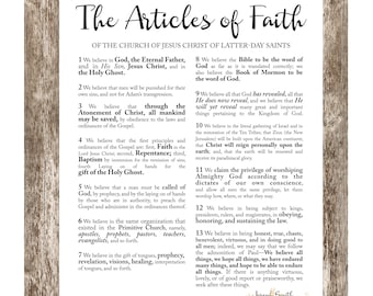 LDS Articles of Faith, Digital File 18x24, 16x20, 11x14, 8x10, LDS Printable