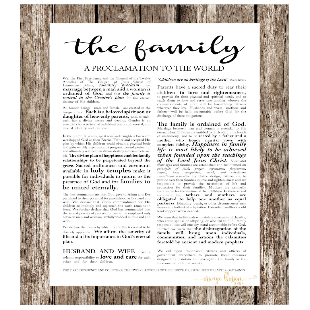 LDS Family Proclamation, Digital File 18x24, 16x20, 11x14, 8x10, LDS ...