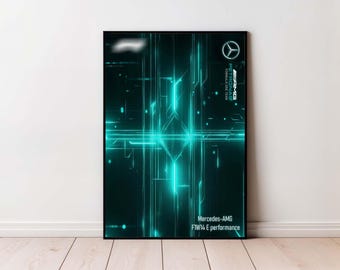 Mercedes-AMG F1 W14 E Performance / Arte digital para póster de pared / Compatible con F1 Technic 42171 / Impresión digital / Póster de Fórmula 1