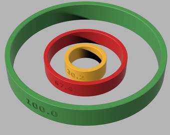 10-100mm Fit Measure Rings with step of 0.1mm / Set of 901 STL files