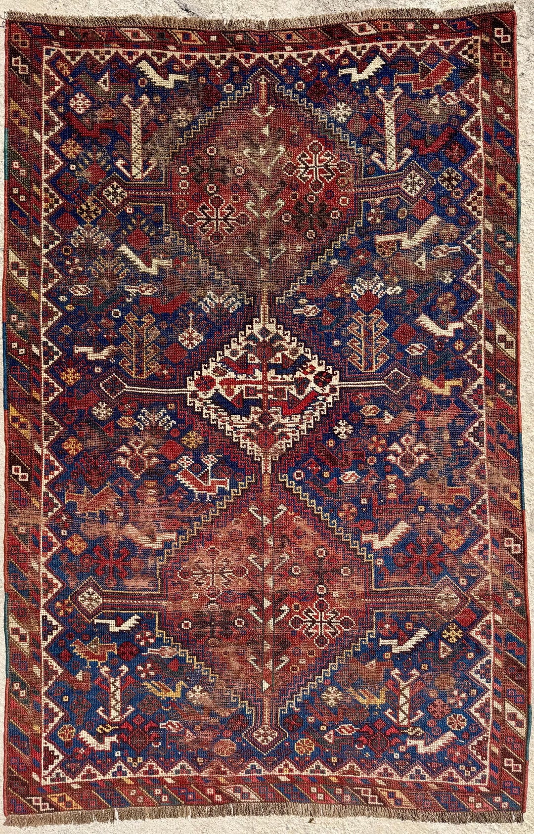 Handmade Khamseh Rug Early 20th Century - 157 Cm X 125 Cm - Etsy