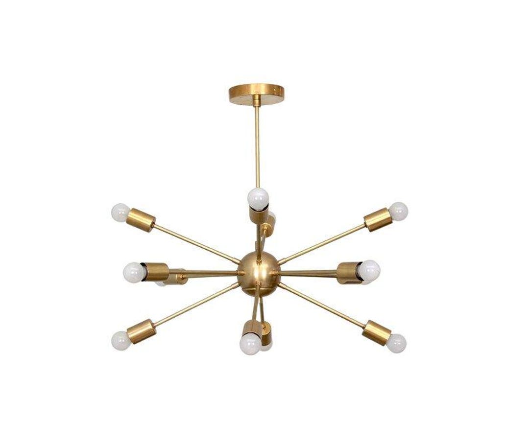 8灯ミッドセンチュリーモダン真鍮スプートニクシャンデリア