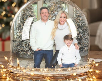 Personalized Photo Snow Globe • Custom Double Sided Picture Gift • Romantic Keepsake for Christmas, Anniversary, Wedding, or Family Gift