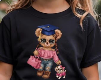 Examenstema, söt nallebjörn, examenströja för flickor, examensoutfit för förskola, examenströja för barn, present till flickor