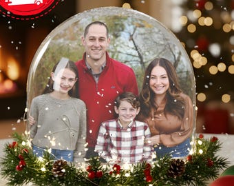 Personalized Photo Snow Globe • Custom Double Sided Picture Gift • Romantic Keepsake for Christmas, Anniversary, Wedding, or Family Gift