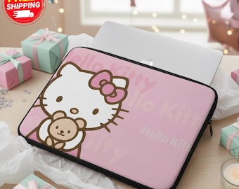 Hello Kitty Pink Laptop Sleeve , Laptop Case , Soft Protective Laptop Cover ,Gift for Girls , laptop bag for kids, teens, note book bag