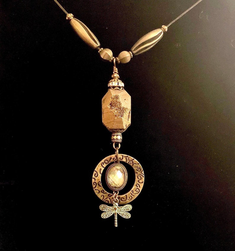 Handmade Boho Agate Druzy Assemblage Pendant Necklace