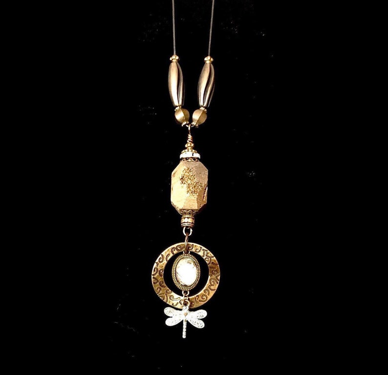Handmade Boho Agate Druzy Assemblage Pendant Necklace