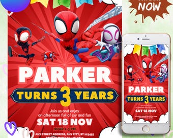 Spidey And His Amazing Friends Birthday Invitation Spidey Invitation Spidey Party Spidey And Friends Boy Invite EDITABLE Instant Digital