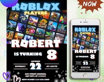 Roblox Geburtstagseinladung: Gamer Party, bearbeitbare Canva-Vorlage (digitaler Download)