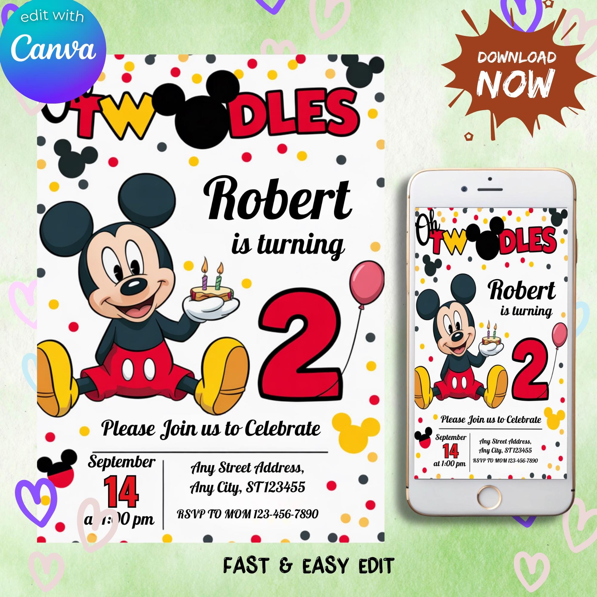 Invitación de mickey mouse - Etsy México, image size:2000x2000