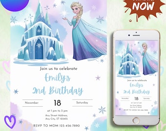FROZEN Invitation Elsa Birthday Invitation Winter Snow Birthday Printable,Editable Instant Download Canva Template Frozen Invite