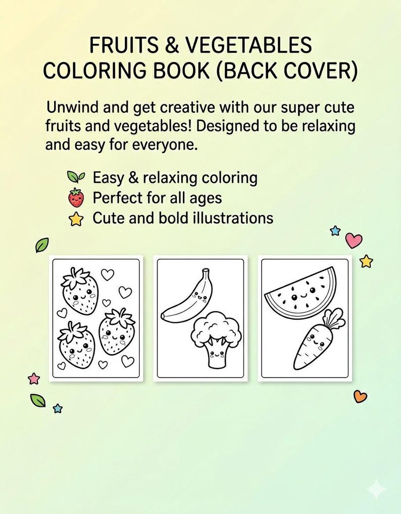 Fruits and Vegetables Coloring Book - Etsy