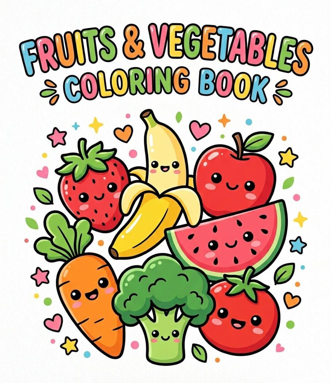 Fruits and Vegetables Coloring Book - Etsy