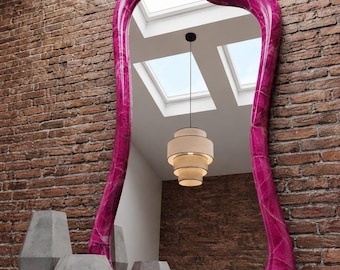 Pink Epoxy Mirror – Handmade Organic Full Length Mirror – Contemporary Statement Decor – Luxury Resin Frame