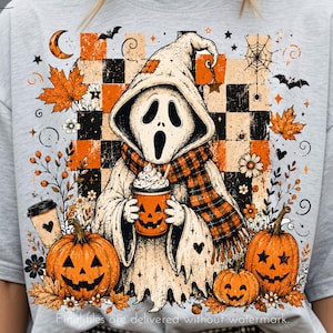 Ghostface Fall Coffee Png, Halloween Latte Shirt Design, Autumn Spooky Season Sublimation, Spooky Pumpkin Coffee PNG, Halloween pumpkin fall