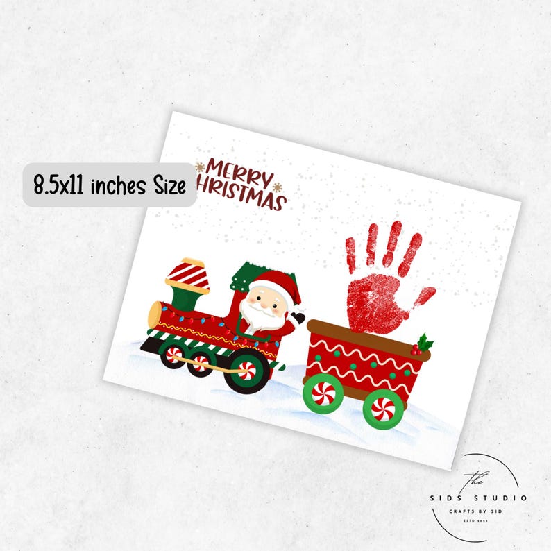Santa Train Handprint Craft, Santa Handprint Art, Merry Christmas ...