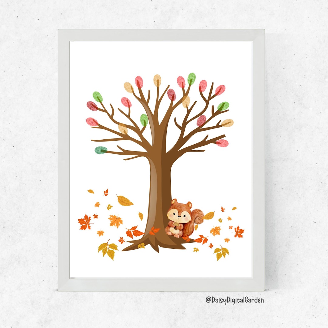 Fall Fingerprint Art | Autumn Tree Thumbprint Craft | Thanksgiving Kids ...