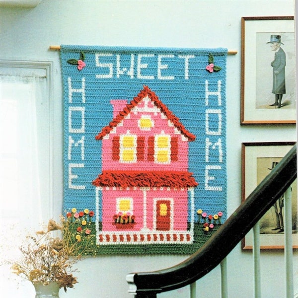 Vintage Wall Hanging Crochet Home Sweet Home Pattern